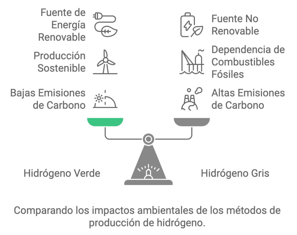 Comparando los impactos ambientales de los métodos de producción de hidrogeno